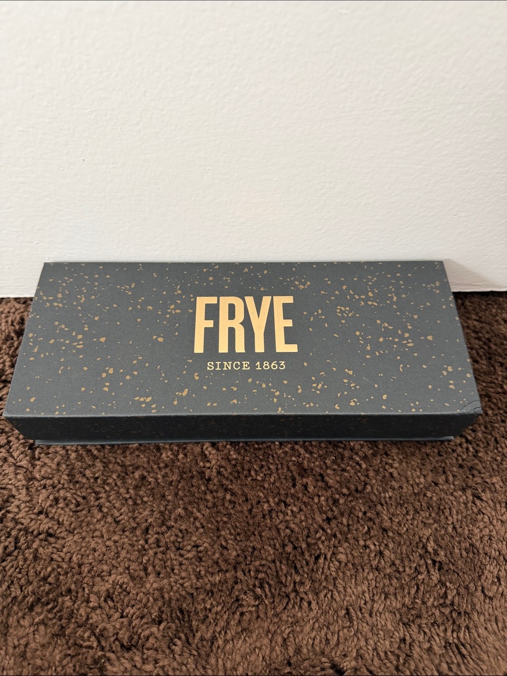 Frye Black Box with Gold Lettering